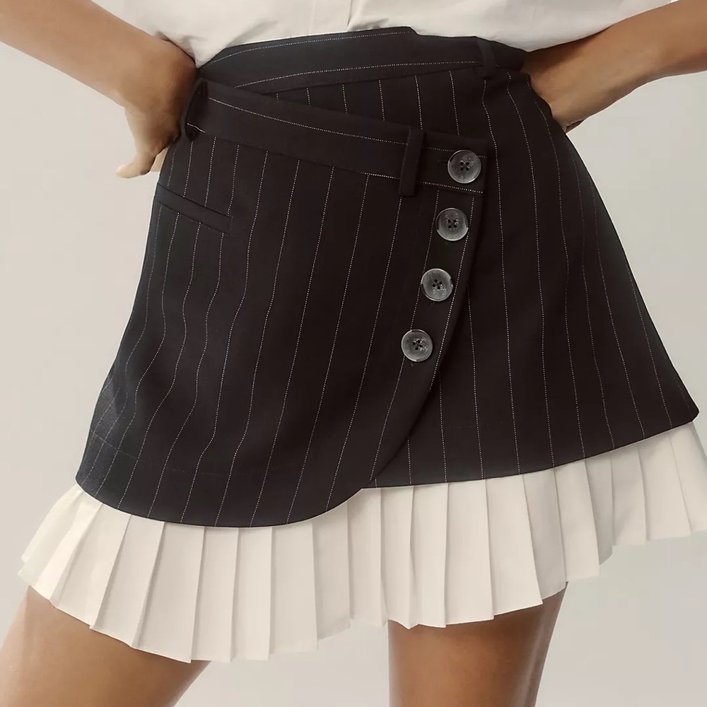 NWOT Anthropologie Asymmetrical Menswear Mini Skirt (Size 0)